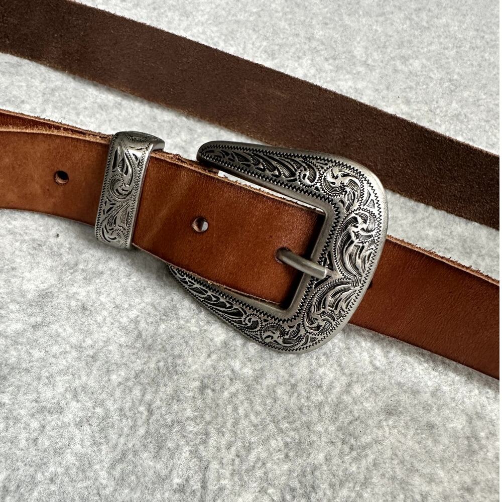 Leather Western Belt Women's M Brown Adjustable Urban Outfitters Rodeo Cowhide - Picture 4 of 11
